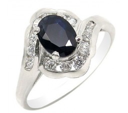 0.85 Carat Sapphire Gemstone Engagement Ring on Silver