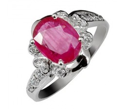 1.75 Carat Ruby Gemstone Engagement Ring on Silver