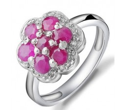 0.7 Carat Ruby Gemstone Engagement Ring on Silver