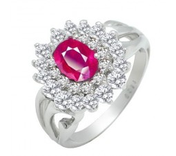 1 Carat Ruby Gemstone Engagement Ring on Silver
