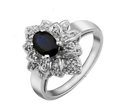 1 Carat Sapphire Gemstone Engagement Ring on Silver
