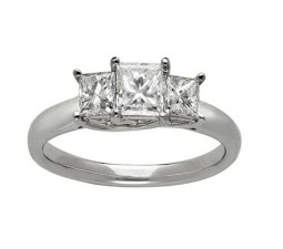 Three Stone Princess Cut Diamond Engagement Ring on Closeout Sale