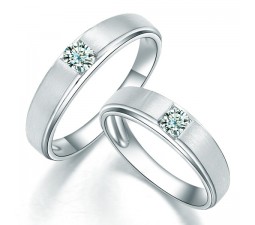 Satin finish Couples Diamond Wedding Ring Bands