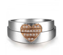 Luxurious and Unique, Couples Heart Wedding Band Rings