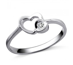 Heart Diamond Promise Ring on 10k White Gold