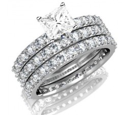 Huge 3 Carat Trio WeddinG Bridal Set on Closeout Sale Limited Time