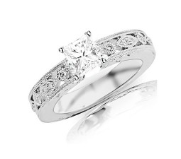Inexpensive 1/2 Carat Princess Cut Antique Diamond Engagement Ring