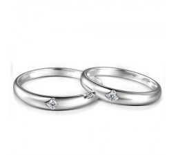 Inexpensive Couples Matching Diamond Wedding Ring Bands on Silver