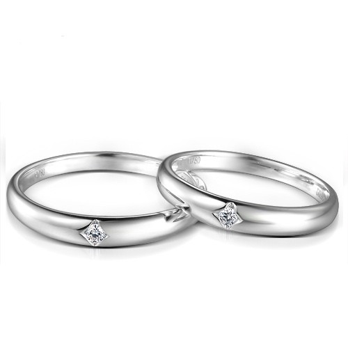 Inexpensive Matching Couples Diamond Wedding Bands Rings on Silver ...