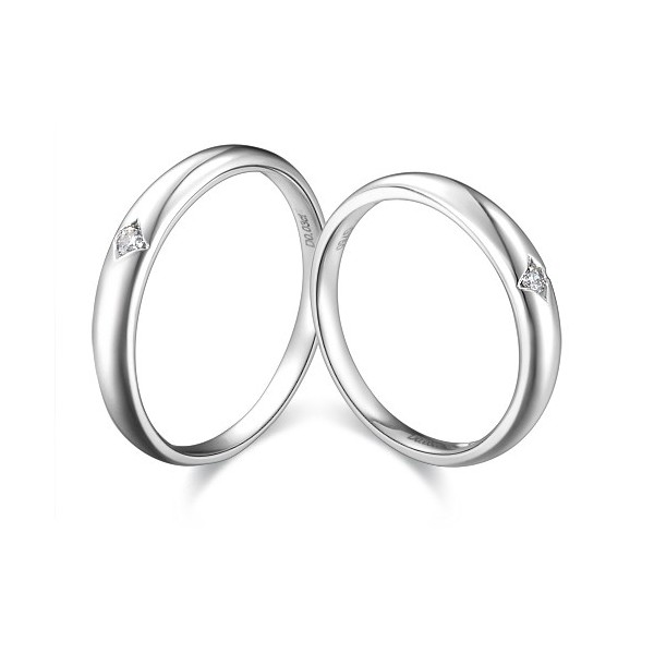 Inexpensive Matching Couples Diamond Wedding Bands Rings on Silver ...