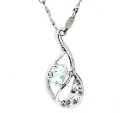 Half Carat Aquamarine Necklace Pendant on sale