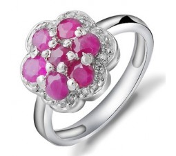 1 Carat 7 Stone flower Ruby engagemnet Ring for Women