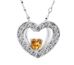 1/2 Half Carat Citrine Heart Shape Pendant Necklace for Women