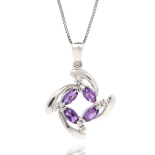 4 Stone .75 Carat Amethyst Pendant Necklace for Women - JeenJewels
