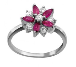 1 Carat 5 Stone Ruby flower Pendant Gemstone Ring for Women