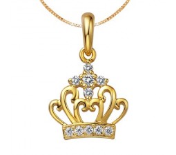 1/10 Carat Crown Diamond Pendant on 10k Yellow Gold
