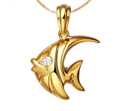 1/20 Carat Kissing Fish Diamond Pendant on 10k Yellow Gold