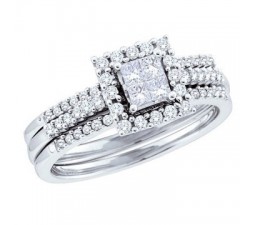 Inexpensive Wedding Trio Ring Set for Her with 1 Carat Diamond
