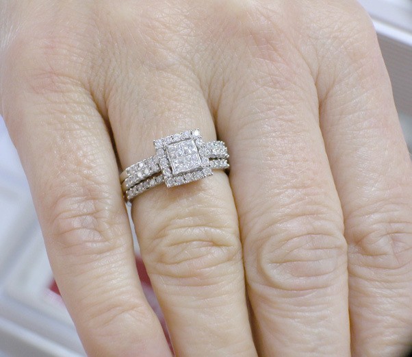 Inexpensive Wedding Trio Ring Set for Her with 1 Carat Diamond