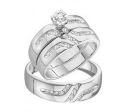 Affordable 1/2 carat Trio wedding ring set on 10k white gold