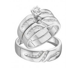 Affordable 1/2 carat Trio wedding ring set on 10k white gold