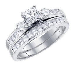 2 Carat Princess cut diamond wedding set on closeout sale
