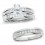1 Carat Princess cut Trio Wedding Ring Set for Him and Her