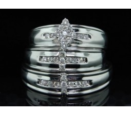 Luxurious Trio Wedding Ring Set with His and Her bands