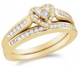 1 Carat Heart Shape Halo Diamond Wedding Set