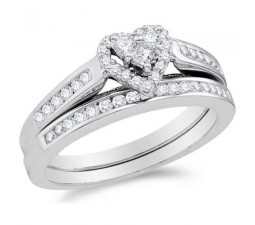 1 Carat Heart shape Halo design Wedding Ring Set