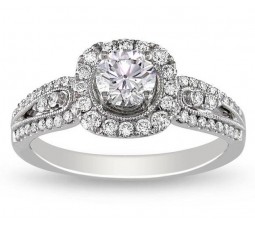 Antique 1 Carat Round Halo Diamond Engagement Ring