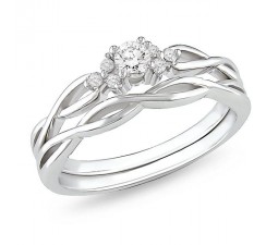 Affordable diamond infinity wedding ring set in 10k white gold