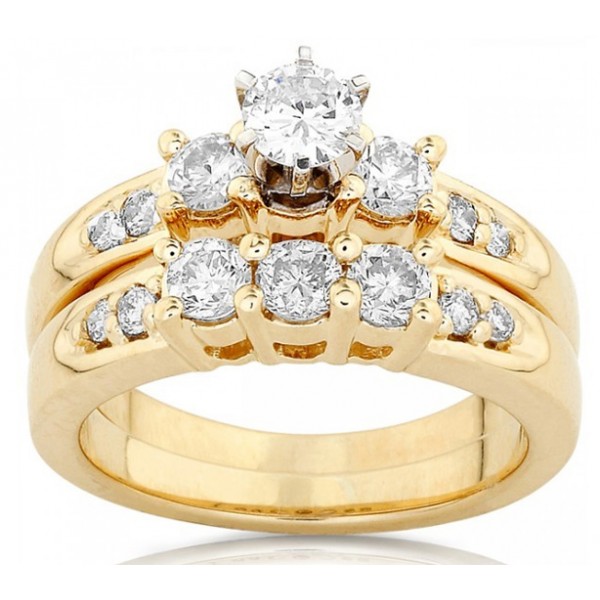 Classic Cheap Diamond Wedding Ring Set 1 Carat Round Cut Diamond on ...