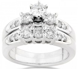 1 Carat Round Diamond Wedding Rings Bridal Set