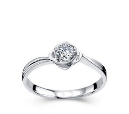Round brilliant cut Curved Solitaire Diamond Engagement Ring