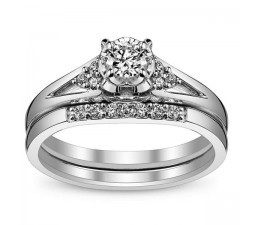 Affordable Diamond Bridal Ring Set for Women in White Gold