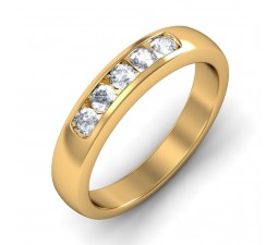 Half Carat Round Diamond Wedding Band in 18k Yellow Gold