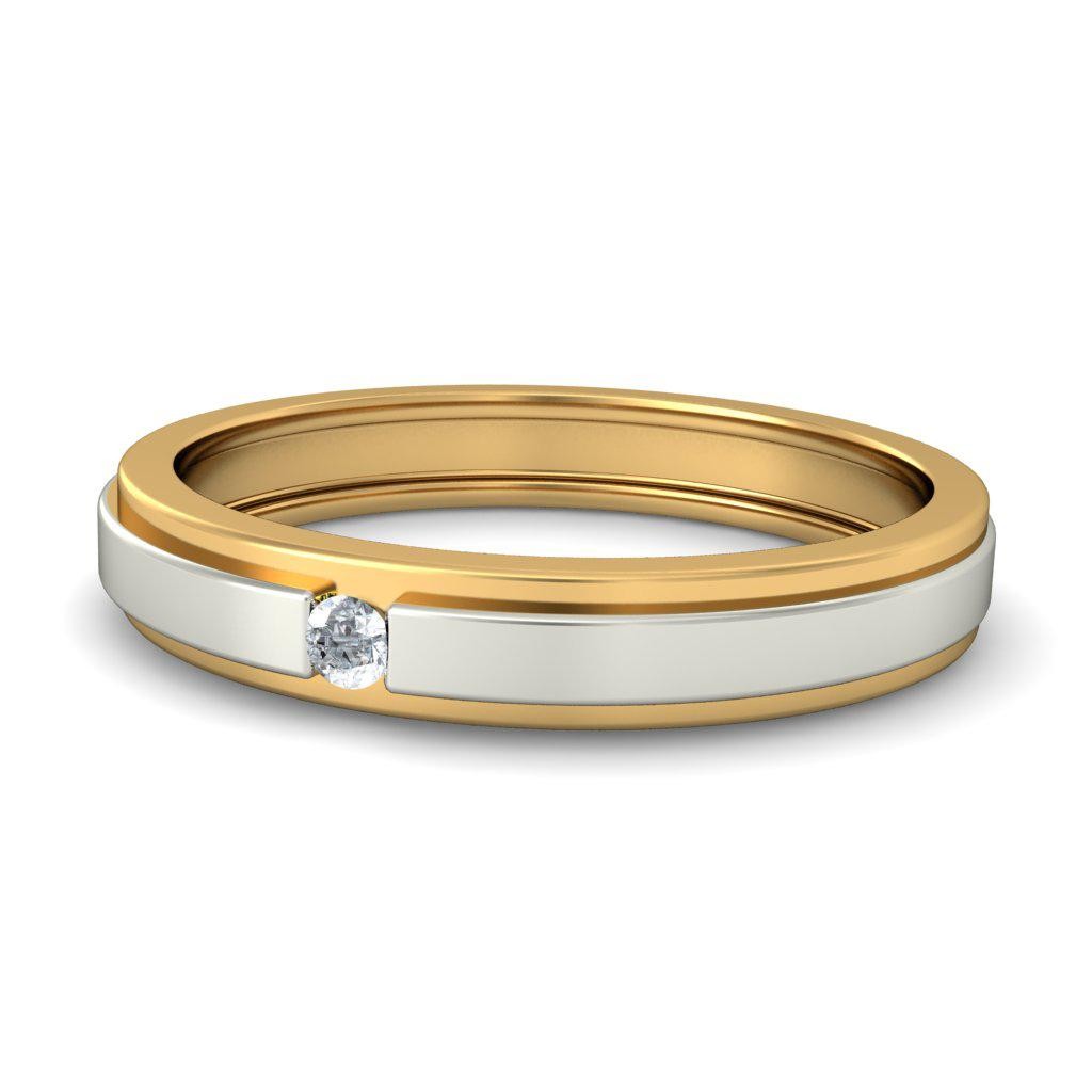 Affordable Round Diamond Wedding Band in Two Tone Gold - JeenJewels