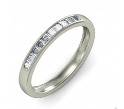 Half Carat Princess Diamond Wedding Ring Band in Gold