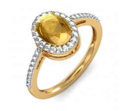 1.50 Carat Diamond and Citrine Ring in Yellow Gold