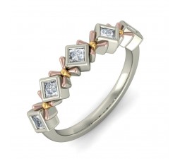 Unique Half Carat Princess Cut Diamond Wedding Ring Band in White Gold