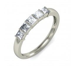 Perfect 5 Stone Princess Wedding Ring Band in White Gold