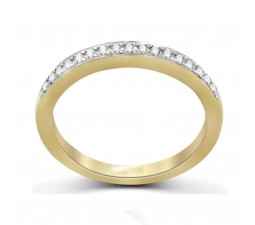 Inexpensive Pave Set Round Diamond Wedding Band in Yellow Gold