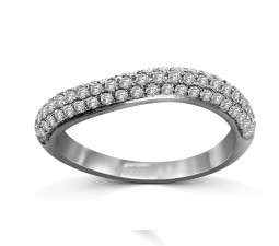 Curved Round Diamond Wedding Band for Her