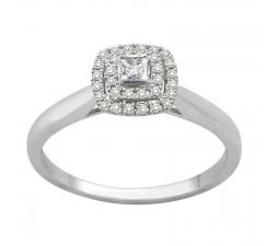Inexpensive Double Halo Princess Diamond Engagement Ring for Women