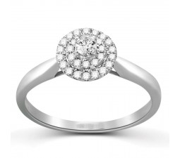 Perfect Double Halo Half Carat Round Diamond Engagement Ring