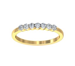 Beautiful Prong Set Round Diamond Wedding Band in Yellow Gold