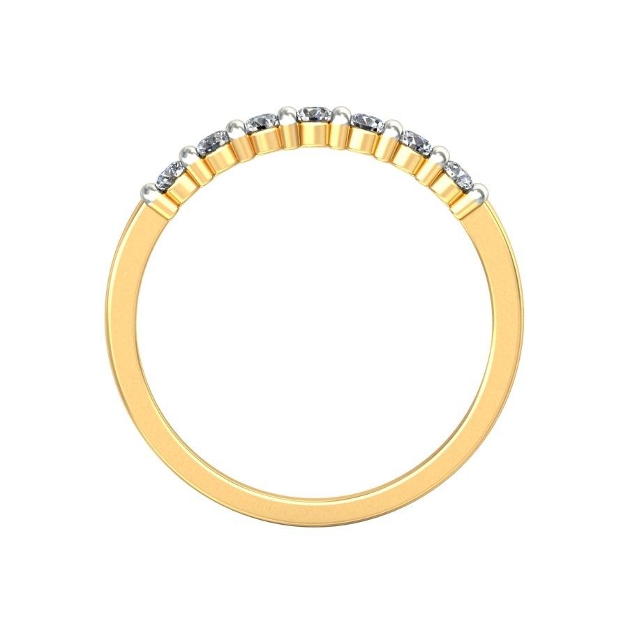 Inexpensive Yellow Gold Round Diamond Wedding Band - JeenJewels