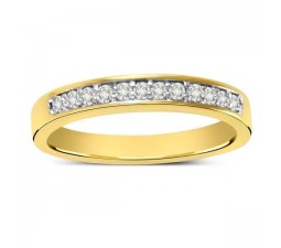 Pave set Round Diamond Wedding Band in Yellow Gold