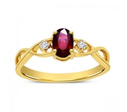 Ruby and Diamond Infinity Engagement Ring in Yellow Gold